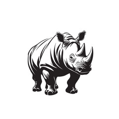 Vector Illustration Of Rhino. Rhinoceros Contour Isolated On A White Background