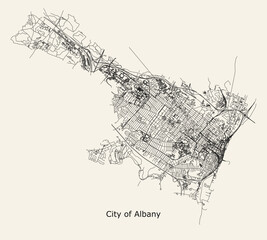 City road map of Albany New York USA