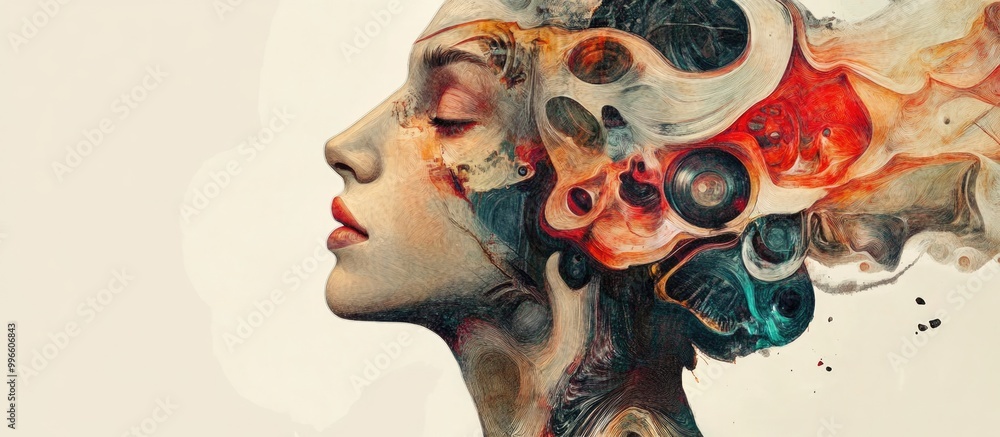 Poster surreal portrait with abstract elements