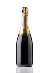 Realistic bottle of champagne mock up isolated over white background