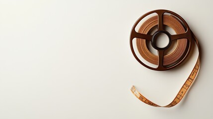 A vintage film reel with exposed film, perfect for nostalgic projects and artistic themes.