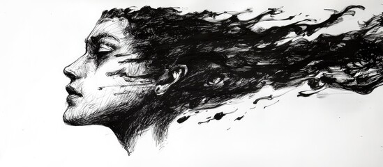 Ink pen drawing on white paper