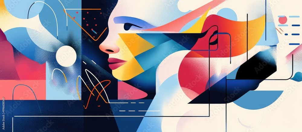 Poster surreal visual artwork that delves into the connection between creativity mental well being and opti