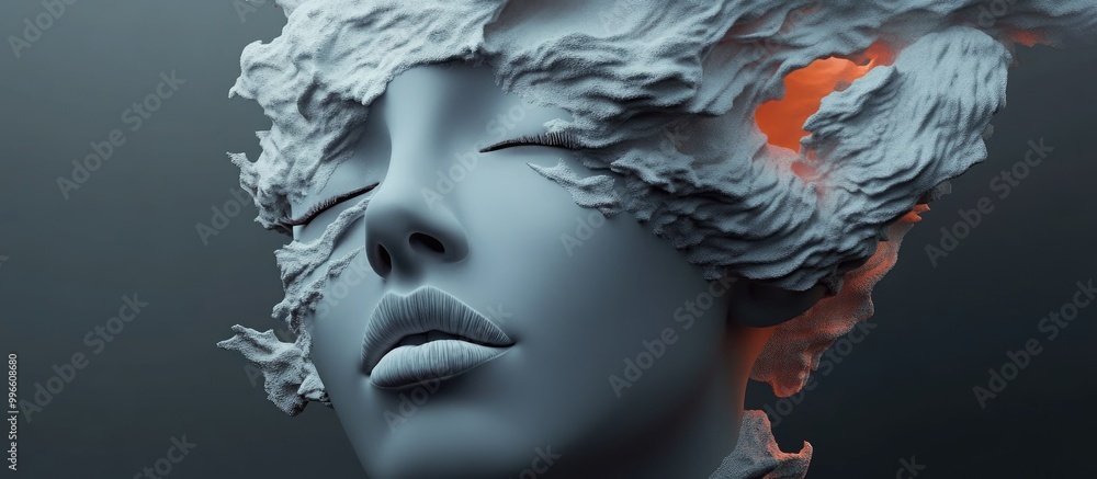 Aufkleber abstract surreal portrait rendered in 3d showcasing unique and imaginative design elements