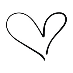 Heart symbol icon, hand drawn element of love and romantic doodle art illustration