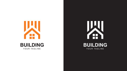 Real estate house logo design template. Building a house real estate logo design