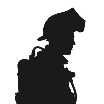 recommend clip art: Firefighter in Uniform Silhouette Isolated on White Background 