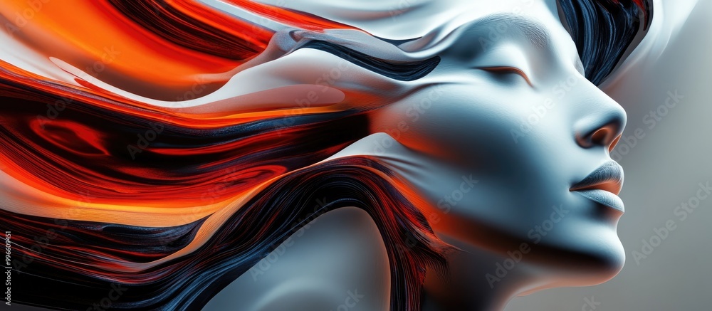 Poster 3d rendering of a surreal portrait in an abstract style