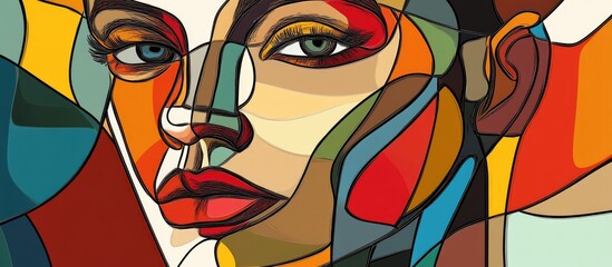 Cubist portrait featuring a face Innovative modern illustration Original doodle art piece