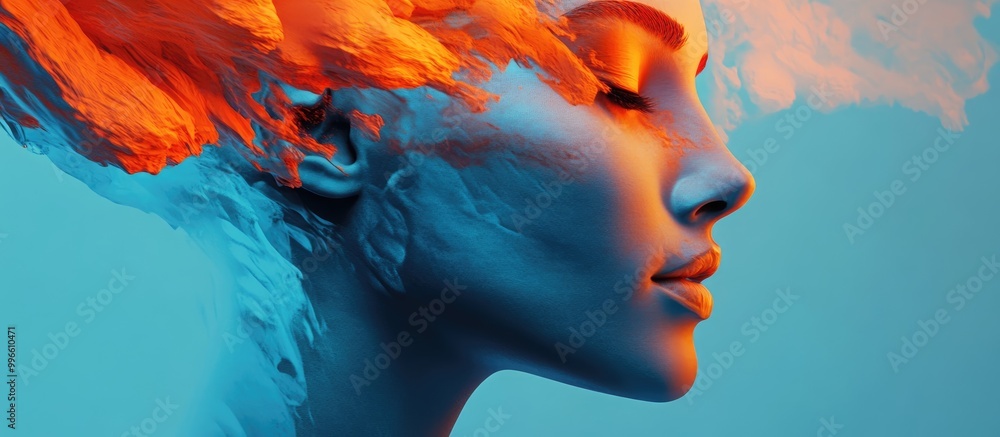 Aufkleber surreal portrait created through 3d rendering showcasing an abstract artistic style