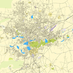 City map of Coimbatore, Tamil Nadu, India