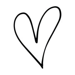 Heart symbol icon, hand drawn element of love and romantic doodle art illustration