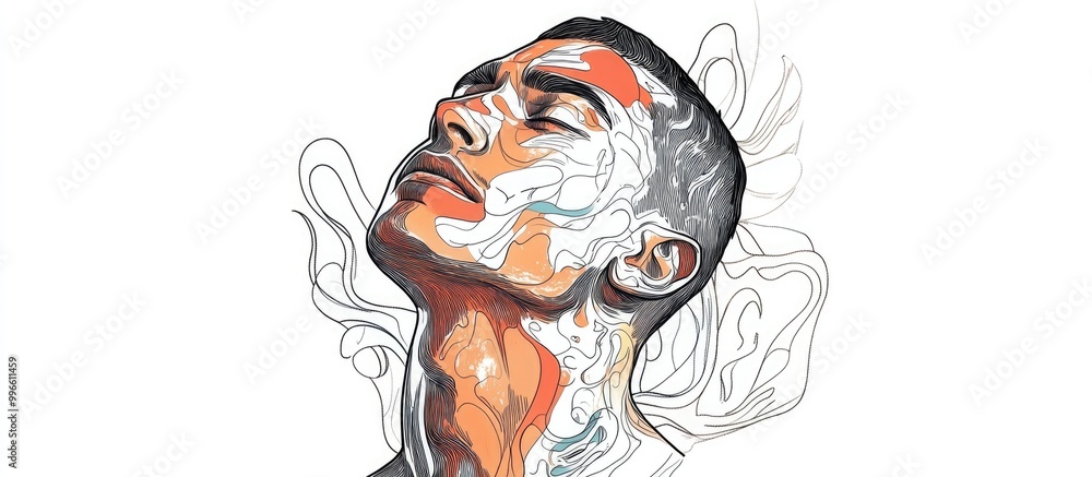 Poster hand drawn illustration of a man graphic artwork showcasing character design surreal elements and ta