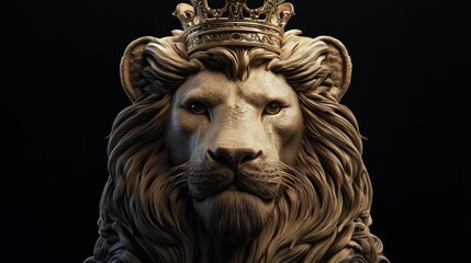 A majestic lion with a golden crown, a symbol of power and authority.