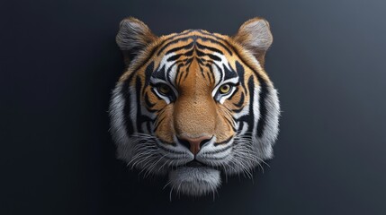 Fototapeta premium Close up portrait of a tiger's face with black background.