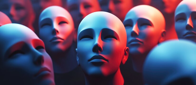 Concept of deepfake as a symbol for identity theft and misrepresentation represented in a 3D illustration style