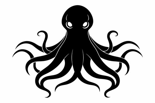 recommend clip art: A Vector image of an octopus silhouette black color, vector art illustration