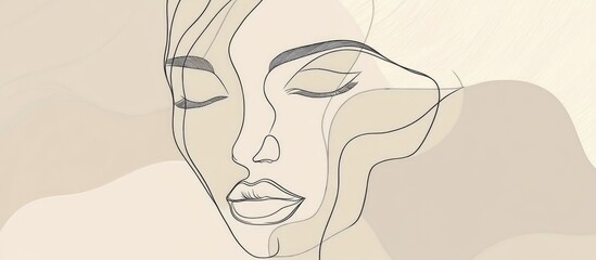 Surrealistic hand drawn abstract face in a line art style featuring modern minimalism and aesthetic contours