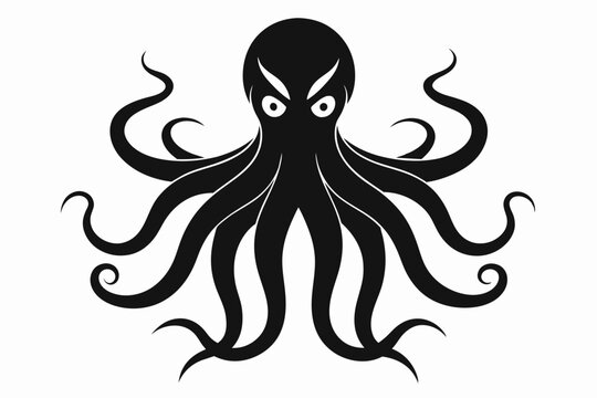recommend clip art: A Vector image of an octopus silhouette black color, vector art illustration