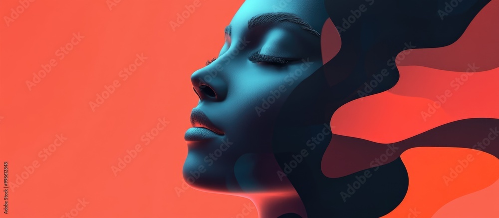 Aufkleber surreal portrait illustrated through 3d rendering in an abstract style