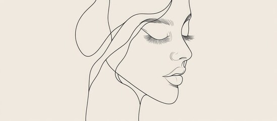 Abstract line drawing of a woman s face Minimalistic and surrealistic style featuring modern continuous line art in a portrait format