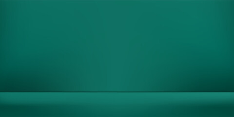 Dark green studio room. Limbo abstract background. 3d backdrop for product presentation simple
