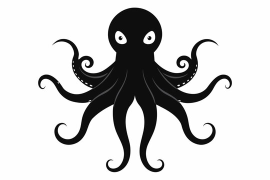 recommend clip art: A Vector image of an octopus silhouette black color, vector art illustration