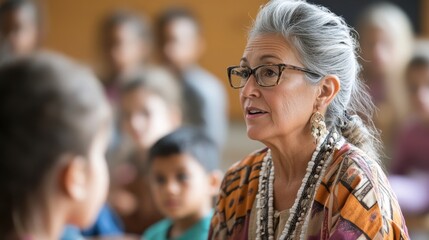 Fototapeta premium Teacher Using Storytelling in Traditional Education