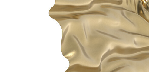 Golden fabric flowing in the wind Elegance and luxury