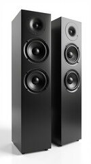 Obraz premium Ultra modern sound speakers and subwoofer on white background