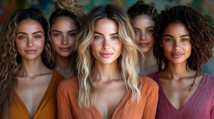 Obraz premium Diverse Group of Beautiful Women Smiling and Looking at the Camera