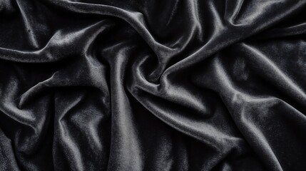 Obraz premium Black velvet fabric with soft texture and elegant draping for background or design