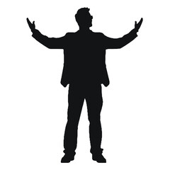 Joyful Man Standing Silhouette Vector Illustration