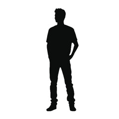 Happy Man Pose Silhouette Vector Illustration