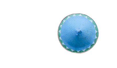 Capil hat, a hat made of woven bamboo with a white background