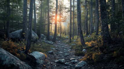 Obraz premium Depict a chance encounter with nature, such as discovering a hidden gem or experiencing a spontaneous adventure in the wilderness. 