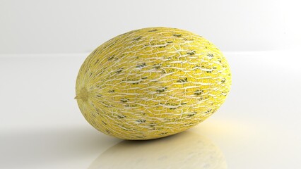 Ripe melon close-up on a white background. Melon isolated	
