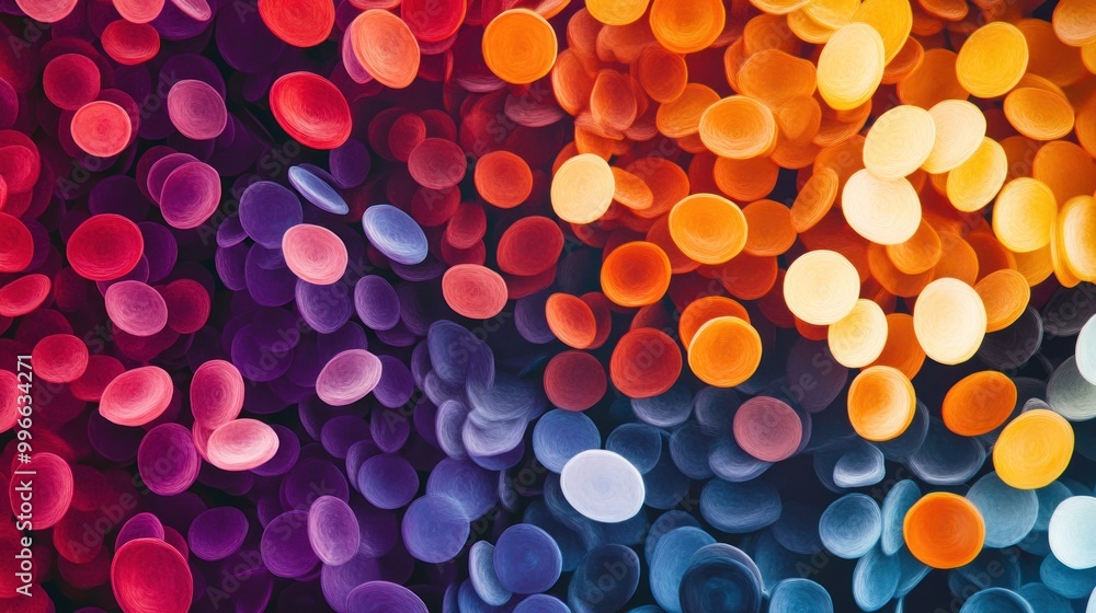 Poster abstract representation of colorful cells, showcasing vibrant hues and patterns.