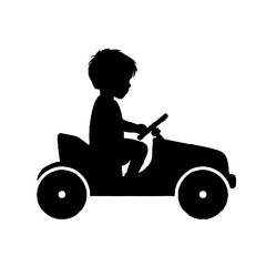 Boy in Toy Vehicle Silhouette Vector Illustration