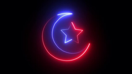 animated of moon and star shapes with neon saber effects - Powered by Adobe