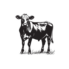 Cow Silhouette icon illustration Vector White Background cartoon