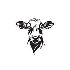 Cow art silhouette black and white vector illustration
