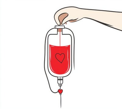 recommend clip art: Blood donation illustration with a minimal line art style in stock health charity