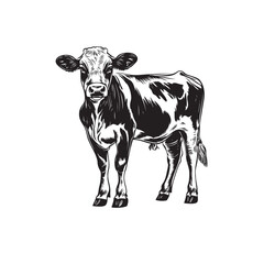 Cow Silhouette icon illustration Vector White Background cartoon