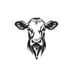 Cow art silhouette black and white vector illustration