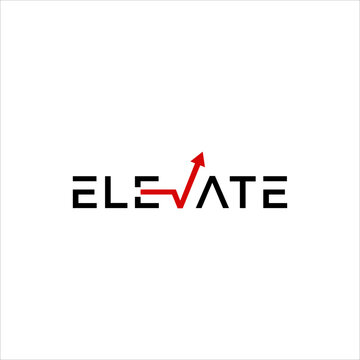 elevate text logo financial tech logo grow up arrow design vector