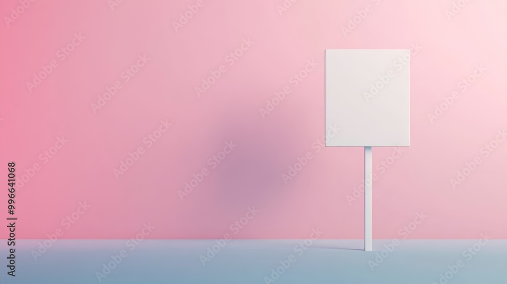 Poster the yard sign is placed in a clean, spacious setting, featuring a soft pastel background that enhanc