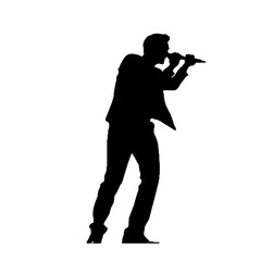 Male Musician Silhouette Transparent Background – Black and White Vector Illustration for Logo