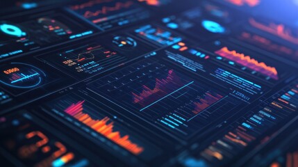 Obraz premium A digital dashboard displaying various data visualizations and analytics.