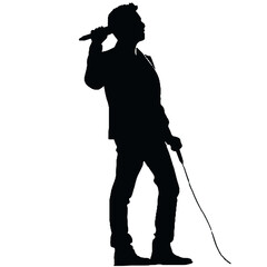 Musician Silhouette Transparent Background – Black and White Male Singer Vector Logo